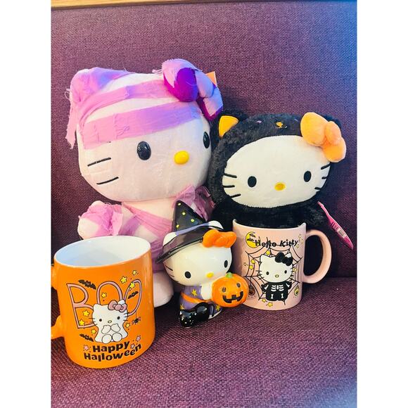 Halloween Hello kitty purple mummy  ,2 mugs , witch ceramic hello kitty cat - Picture 5 of 10